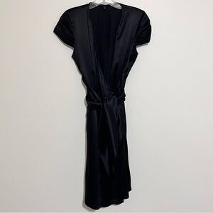 EUC Hugo Boss Black Silk Wrap Dress with Plunge Neckline Size 4